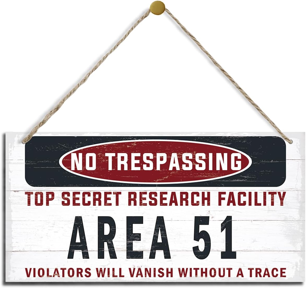 Warning Sign, Area 51 No Trespassing Warning Wood Plaque Sign, Funny Door Signs, Decorative Wood Hanging Suspension Plaque, Farmhouse Wooden Wall Decor