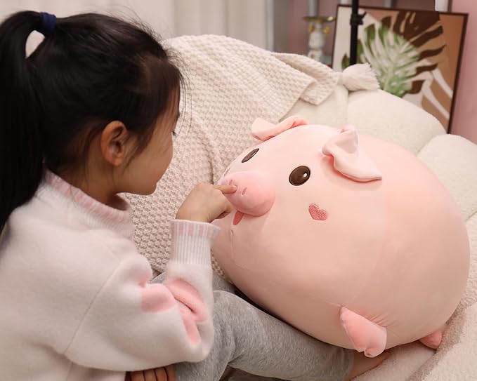 YESGIRL 20.5 inch Super Soft Pig Plush Pillow, Adorable Stuffed Animal Toy, Chubby Kawaii Pig Plushie for Boys Girls, Cute Room Decor Fat Animals Pillow, Kids Gifts for Birthday,Valentine,Christmas