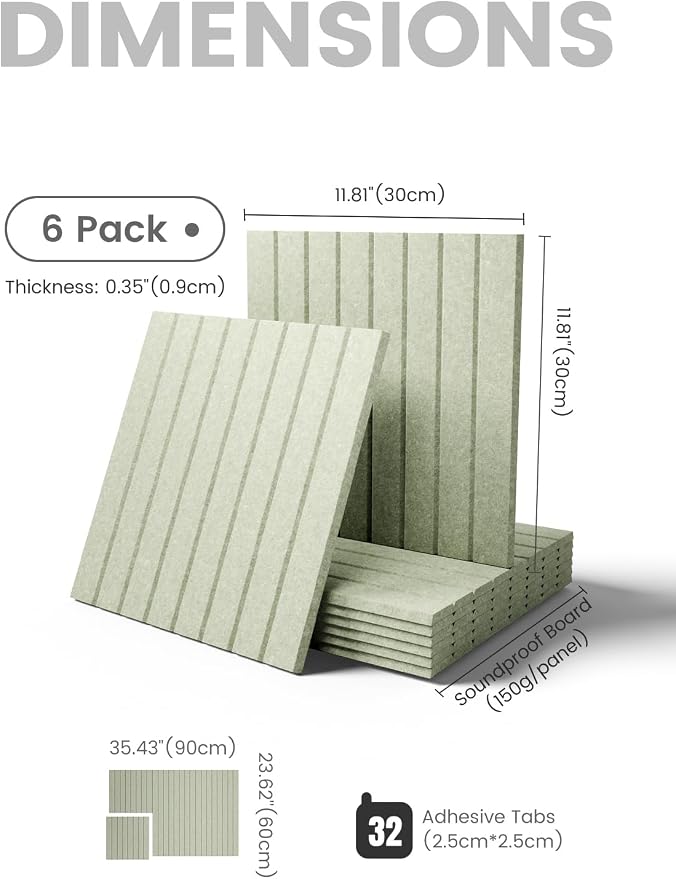 Fluxynara Large Felt Bulletin Board 36" x 24" Cork Board Alternative-6 Pack with 32 Safe Removable Adhesive Tabs, Cork Boards for Walls Cork Board for Home Office Classroom Pin Board - Sage Green