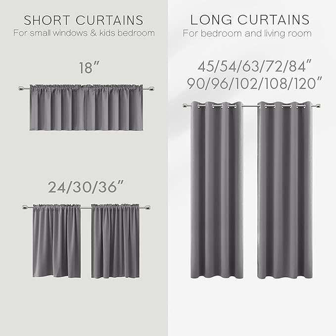 KOUFALL Light Grey 102 Inch Curtains for Living Room Bedroom Windows,Insulated Thermal Blackout Curtain Panels Set,Pale Gray