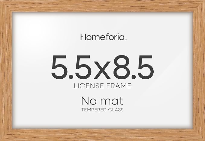 Homeforia 5.5x8.5 Business License Frame Wood, High End Natural Oak 5.5 x 8.5 Certificate Frame, 8.5x5.5 Document Frames for Wall or Tabletop, Wooden Picture Frames, Tempered Glass, Wall Kit, Set of 2
