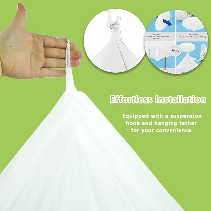 Princess Decor Canopy for Kids Bed, Soft and Durable Bed Canopy for Girls Room Tent Canopy Dreamy Mosquito Net Bedding, Children Reading Nook Canopies Indoor (White net)