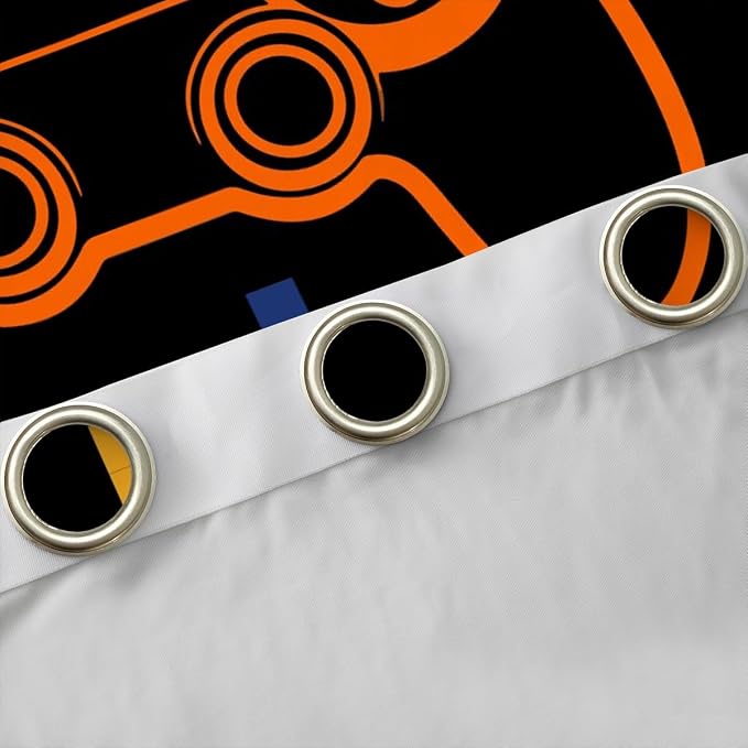 Feelyou Kids Gamer Window Curtains Geometric Gaming Darkening Drapes Game Blackout Curtains Boys Girls Gamepad Teens Window Treatments Bedroom Decor (2 Panels, 52 x 90 Inch)