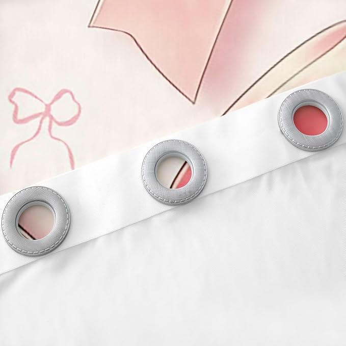 Erosebridal Cute Ribbon Bow Curtain Pink Kawaii Bowknot 42" Wx63 L Window Curtain for Girls Kids Teen,Watercolor Bow Princess Window Treatments Dreamy Bowknot Curtains & Drapes
