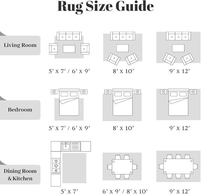 Homemate Washable Rug 9x12 Area Rugs - Vintage Faux Wool Rugs for Living Room Bedroom Dining Room - Non Slip Foldable Carpet Indoor Area Rug for Home Decor（9'x12', Black