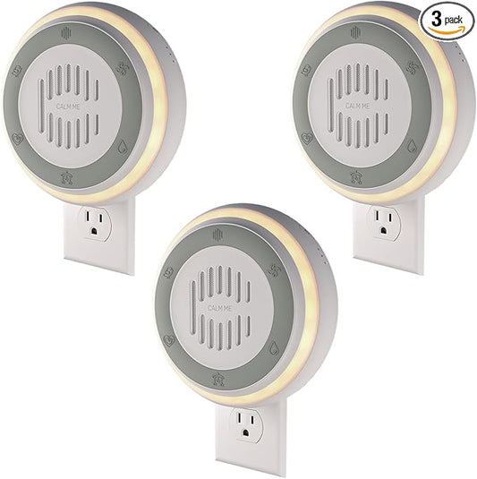 (3 Pack) Calm Me White Noise Machine for Office Privacy & Noise Canceling, Plug in Wall Sound Machine for Therapy Office Used in Hospitals Clinics & Spas, 20 Soothing Natural Sounds, Compact Design.