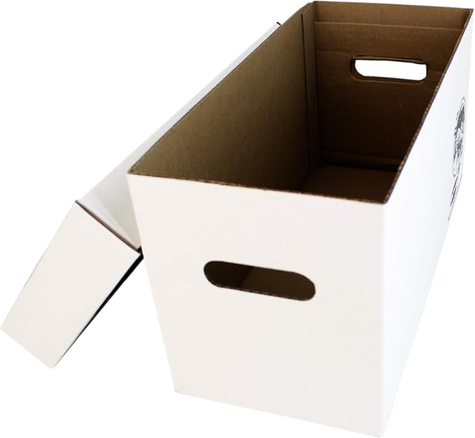 Durable Set of 10 - 7 inch Vinyl Record Storage Boxes - Sturdy Cardboard Construction with Removable Lid - Holds Up to 200 Records Each - Built Tough for Long-Term, Secure Archival Storage - #07BC09