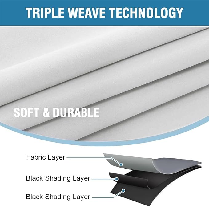 H.VERSAILTEX 100% Blackout Curtains for Bedroom with Black Liner Full Room Darkening Curtain 45 Inch Long Thermal Insulated Back Tab/Rod Pocket Window Drapes for Living Room, 2 Panels, Greyish White