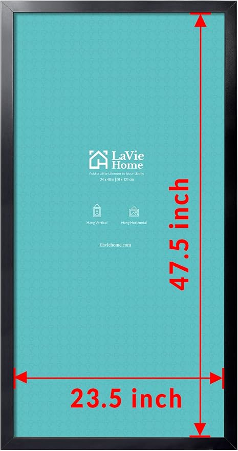 LaVie Home 24 x 48 Picture Frame, Large Poster Frame with High Definition Plexiglass, Horizontal or Vertical Wall Gallery Poster Frames Suitable for Photos, Artworks, Posters,Puzzle, Black 1pc
