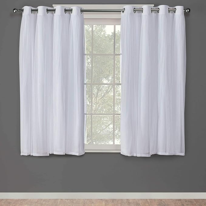 TOWN & COUNTRY LUXE Talia Double Layer Indoor Curtains, Sheer and Room Darkening Blackout, Grommet Top, Energy Efficient, 2-Pack Set, 52"x120", Turquoise