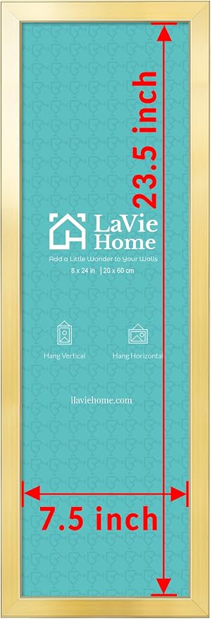 LaVie Home 8x24 Picture Frame Gold, Panoramic Picture Frame for Wall Decoration, Classic Gold Minimalist Style Suitable for Decorating Houses, Offices, Hotels（1 Pack）