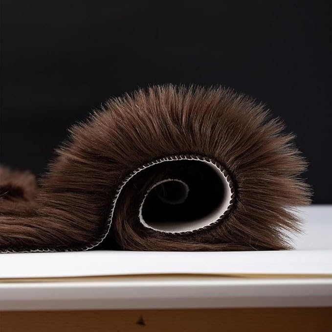 Faux Fur Rug 3 x 3 ft Round Coffee Shaggy Sheepskin Rug Soft Fluffy Plush Carpet Fuzzy for Bedroom Living Room Floor Nursery Kids Room Bedside Rugs