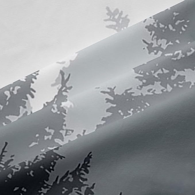 Smoky Mountain Window Curtains 38"Wx54"L,Smoky Fog Window Treatments Curtains For Kids Boys Teens Men, Landscape Curtains Pine Tree Nature Window Drapes 2 Panels Bedroom Living Room Decor Black Grey