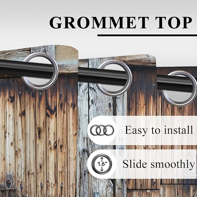 Rustic Barn Door Window Curtains Vintage Dilapidated Wooden Door Window Curtains Window Drapes for Living Room Bedroom Rural Farmhouse Farm Kitchen Window Treatment,26x84 inch,2 Panels