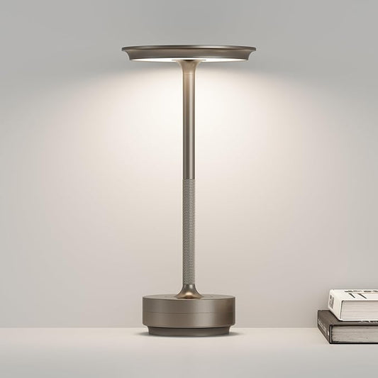 Cordless Table Lamp,Portable LED5000mAh Battery Operated,3 Levels of Brightness Dimming Up with Memory Function,for Restaurant/BBQ/Bars/Outdoor Party/Cafe Night Light(Coffee)