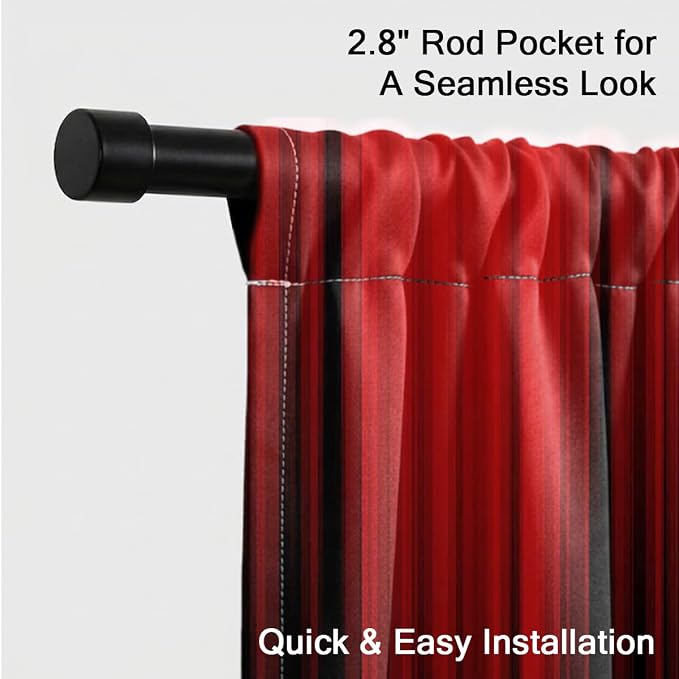 AAtter Red and Black Ombre Curtains 84 Inches Long, Gothic Dark Anime Window Drapes for Gamer Boys Bedroom, Rod Pocket Abstract Art Tall Gradient 52" W x 84" L Fabric, 2 Panels Set