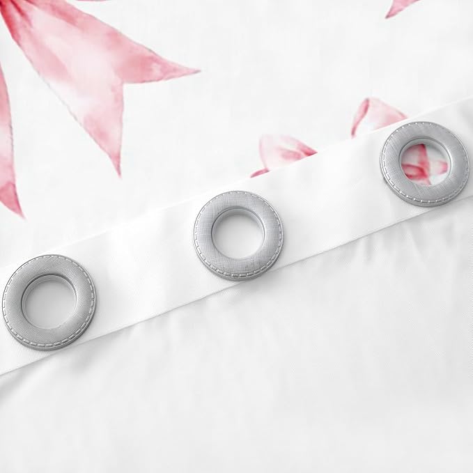 Erosebridal Kids Bow Window Curtain Cute Kawaii Bowknot Curtain Watercolor Bow Tie Princess Window Treatments 42" Wx84 L for Girls Teen Women,Pink White Bow Curtains & Drapes