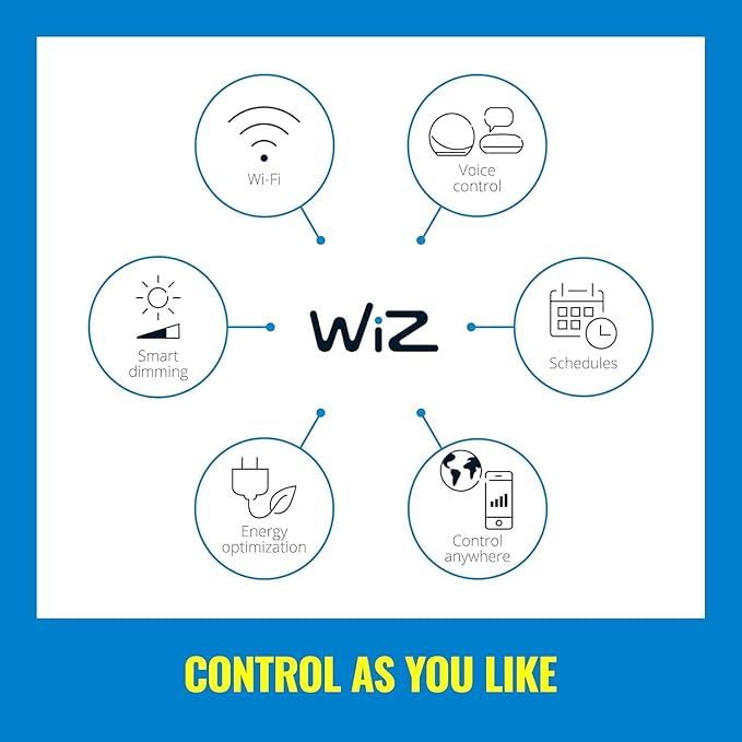 WiZ Connectd Clear 40W BA11 Tunable White Filament LED Smart Bulb - Pack of 6 - E12 - Indoor - Connects to Wi-Fi - Control with Voice or App - Matter Compatible