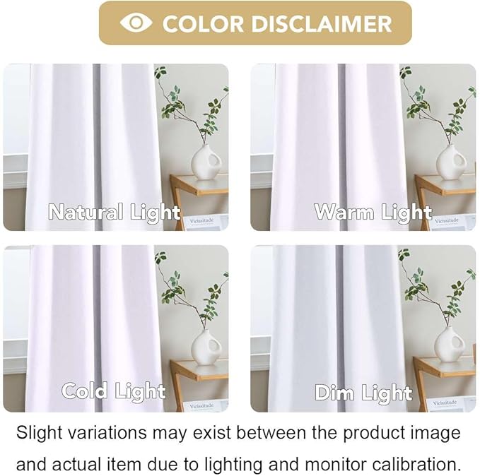 H.VERSAILTEX Linen Look 100% Blackout Curtains 45 Inches Long for Bedroom Full Light Blocking Rod Pocket Linen Textured Thick Window Curtain Drapes with White Backing, Pure White, 2 Panels