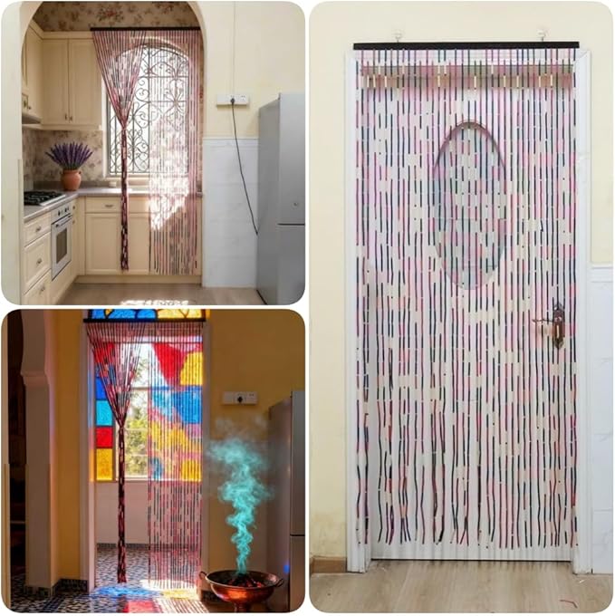 ave split Rainbow Colorful Hippie Wood Door Beaded Curtain Boho-Bohemian Wooden Doorway Beads Curtains Made of Wood&Bamboo-for Window,Door 056-ZJ (Colorful)