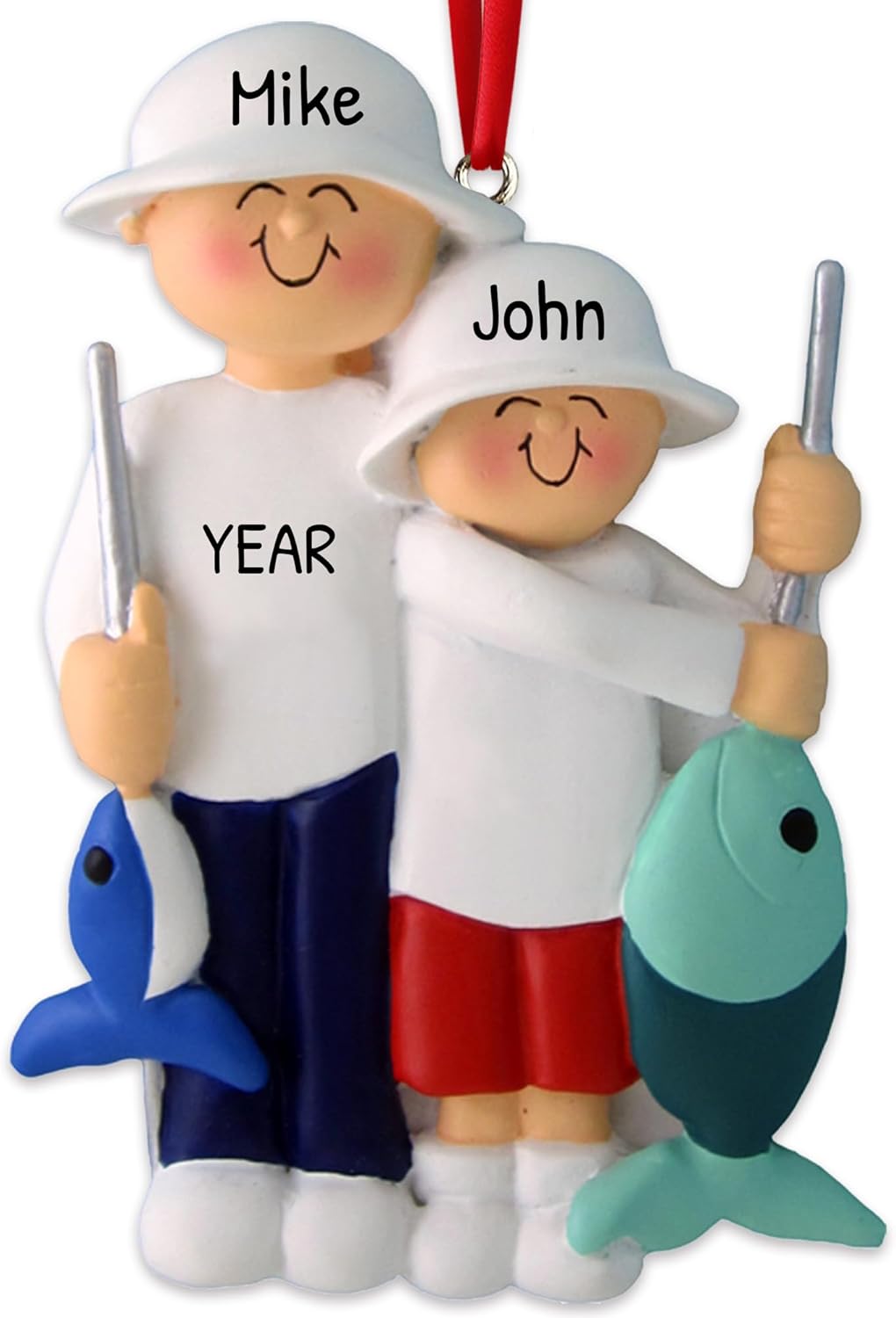 Personalized Family Christmas Ornament - Custom Ornaments Father and Son Fishing Decor Hanging Ornament for Christmas Tree