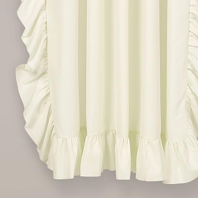 Lush Decor Reyna Ruffle Window Curtain Panel Set, Pair, 54" W x 63" L, Ivory - Flowy Curtain Set - Romantic Ruffle Curtains for Bedroom, Living room, or Dining Room - Farmhouse & Cottage Home Decor