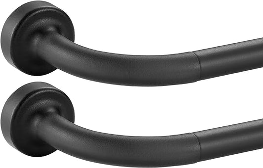 2 Pack Matte Black Disc Curtain Rods, 28-48 Inches Window Curtain Rod,Adjustable Room Darkening Drapery Rod with Aluminum Finials and Brackets,Wrap Around Design