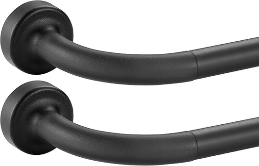 2 Pack Matte Black Disc Curtain Rods, 48-84 Inches Window Curtain Rod,Adjustable Room Darkening Drapery Rod with Aluminum Finials and Brackets,Wrap Around Design