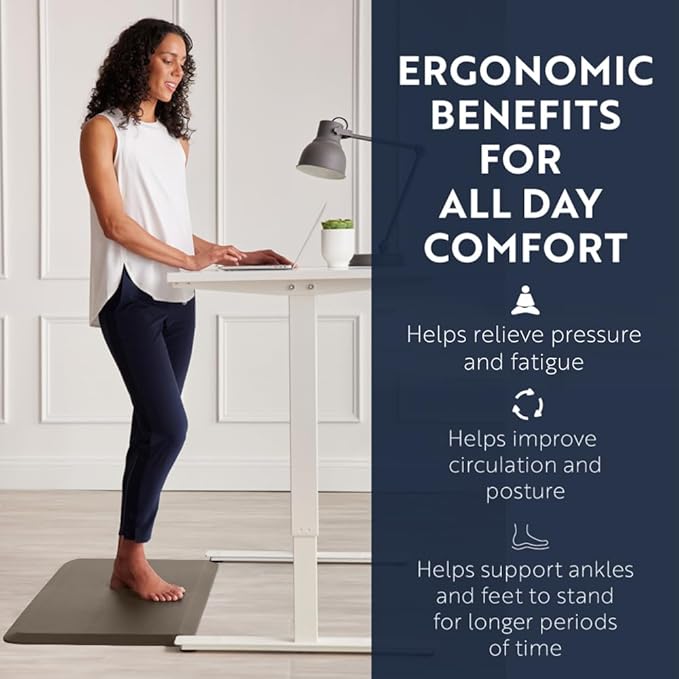 KANGAROO Anti Fatigue Mats for Kitchen Floor, 58x20, Reduce Foot, Knee, Back Pressure, 3/4 Inch Thick Cushioned Ergonomic Mat, Waterproof Comfort Rug for Under Sinks, Standing Desk, Stores, Cappuccino