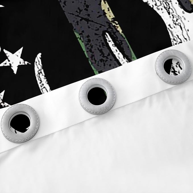 American Flag Curtains For Bedroom,Deer Hunting Window Curtains Army Green Military Camo Window Drapes 42"Wx63"L For Living Room,Western Farmhouse Stars Stripes Window Treatments 2 Panel Set