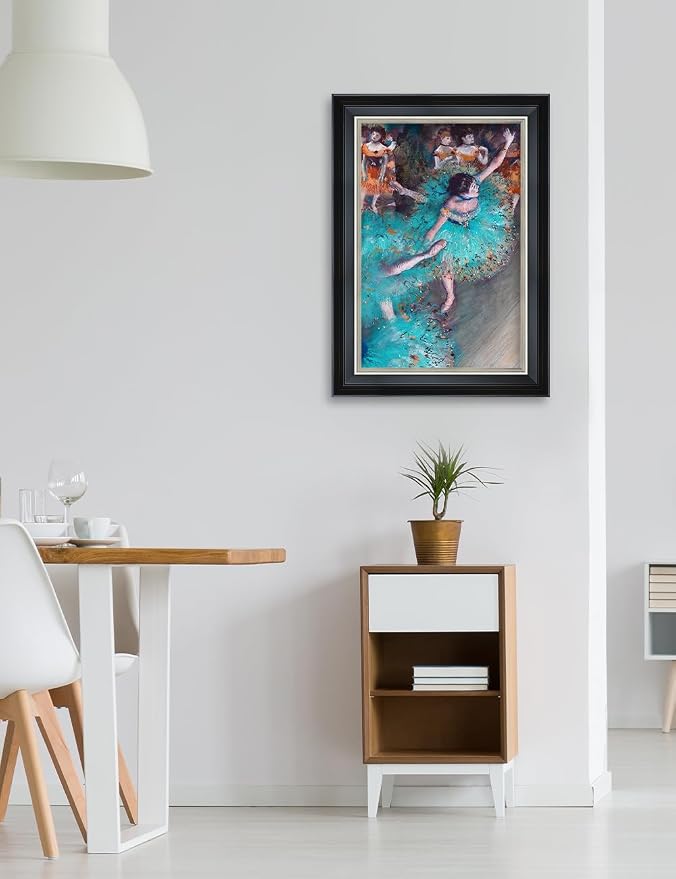 DECORARTS - Dancer in Green by Edgar Degas. Giclee Prints on Canvas. Fine Art Reproduction with Framed Wall Art. Perfect for Enhancing Home and Office Interiors. Total Size w/Frame: 15.25x21.25