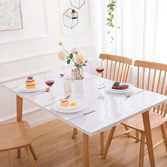 30 x 50 Inch Clear Table Cover Protector, Clear Table Protector for Dining Room Table, 1.5mm Plastic Table Cover, Waterproof Table Pad for Kitchen, Office