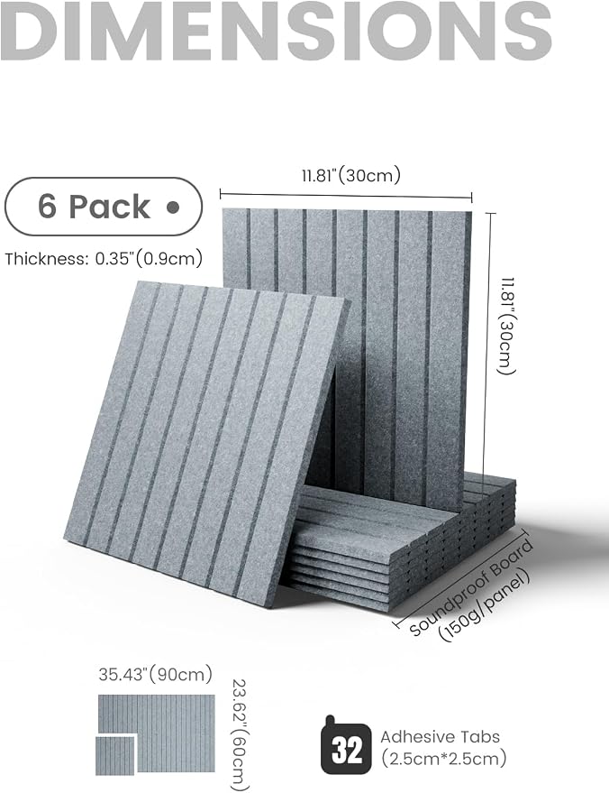 Fluxynara Large Felt Bulletin Board 36"x24" Cork Board Alternative - 6 Pack with 32 Safe Removable Adhesive Tabs, Cork Boards for Walls Cork Board for Home Office Classroom Pin Board-Blue Gray