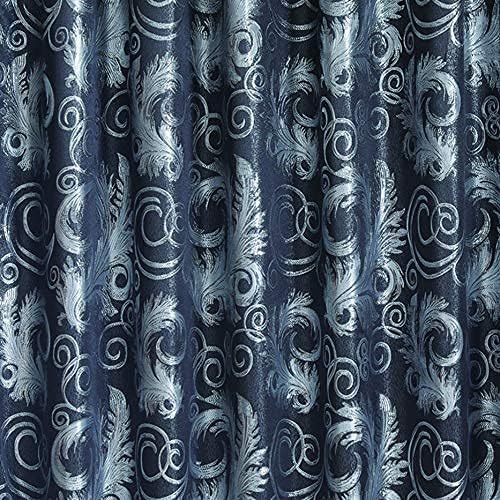 GLORY RUGS Jacquard Luxury Window 2 Panel Set Black Curtain with Attached Valance and Backing Bedroom Living Room Dining 2 Curtains 55x84 inches Each Jana