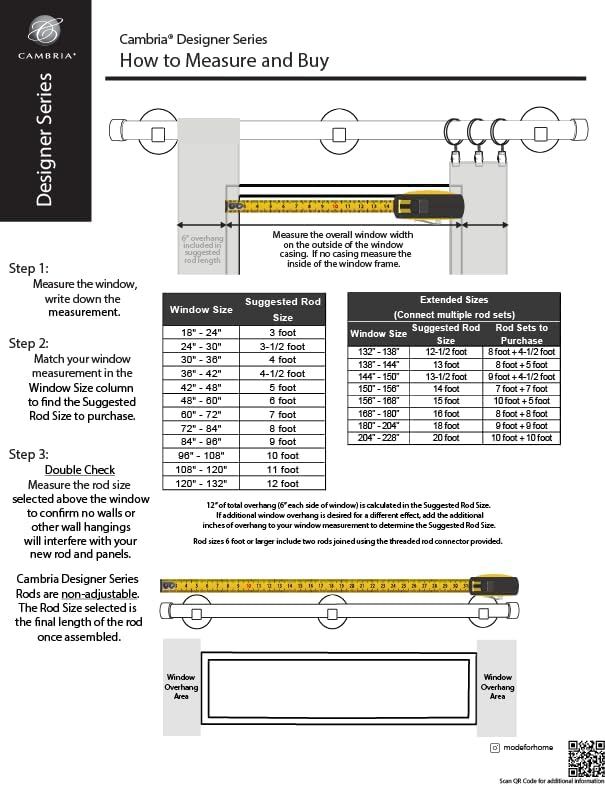 MODE Cambria® Designer Series - Premium 9 foot Custom Curtain Rod - 1-1/8 inch Large Diameter - Non-Adjustable for a Seamless Look - Premium Designer Brackets and End Caps - Brushed Nickel Finish