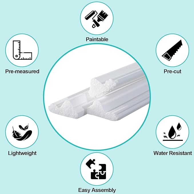 Pangda DIY Peel and Stick Wall Moulding Kit Flat Wall Molding Kit Pre Made Accent Wainscoting Panel for Home TV Interior Decor(the Heritage Collection)