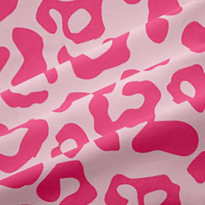 Feelyou Cute Leopard Room Darkening Blackout Curtain Cheetah Curtains for Bedroom Living Room Boys Girls Pink Animal Print Blackout Curtains (2 Panels, 42 x 84 Inch) Safari Window Treatments