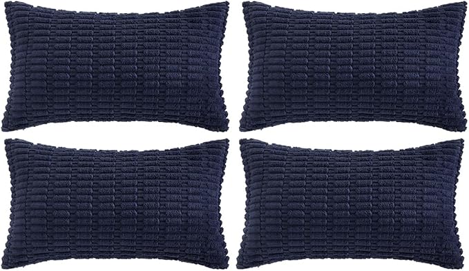 Fancy Homi 4 Packs Decorative Throw Pillow Covers for Living Room Couch Bed, Modern Farmhouse Boho Home Décor Accent Cushion Case, 24" x 14", Navy Blue