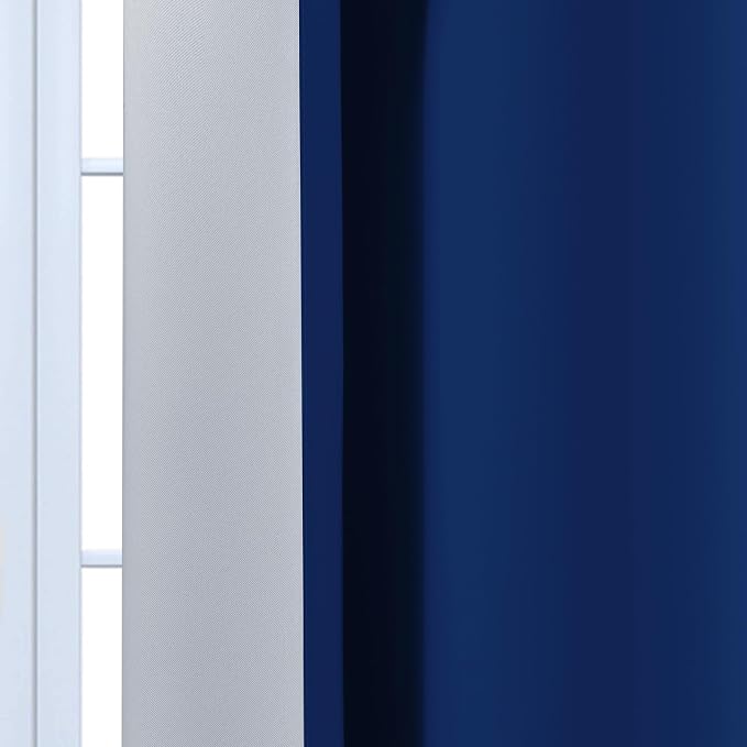 Yakamok Ombre Curtains Royal Blue and Greyish White for Living Room,52Wx84L | Room Darkening Curtains 84,Thermal Insulated Gradient Color Drape,Light Blocking Grommet Window Curtains for Bedroom,2 Panels