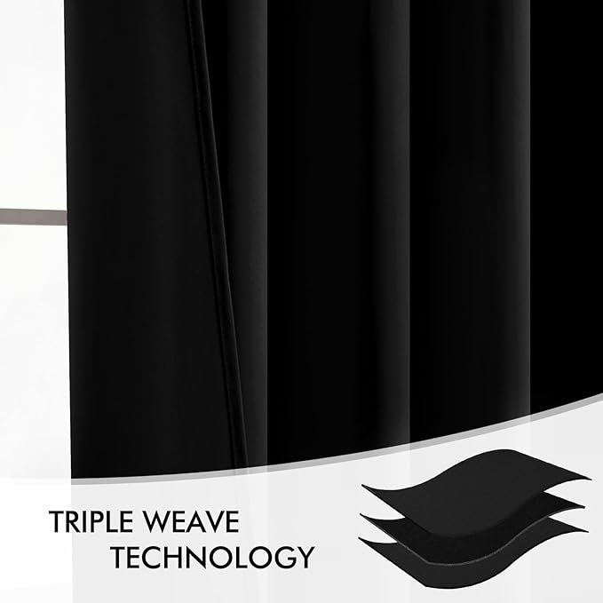 MIULEE Black Back Tab Blackout Curtains 78 Inch Length 2 Panels Set for Living Room Bedroom Privacy, Halloween Rod Pocket/Pinch Pleat Thermal Insulated Room Darkening Pleated Light Blocking Drapes