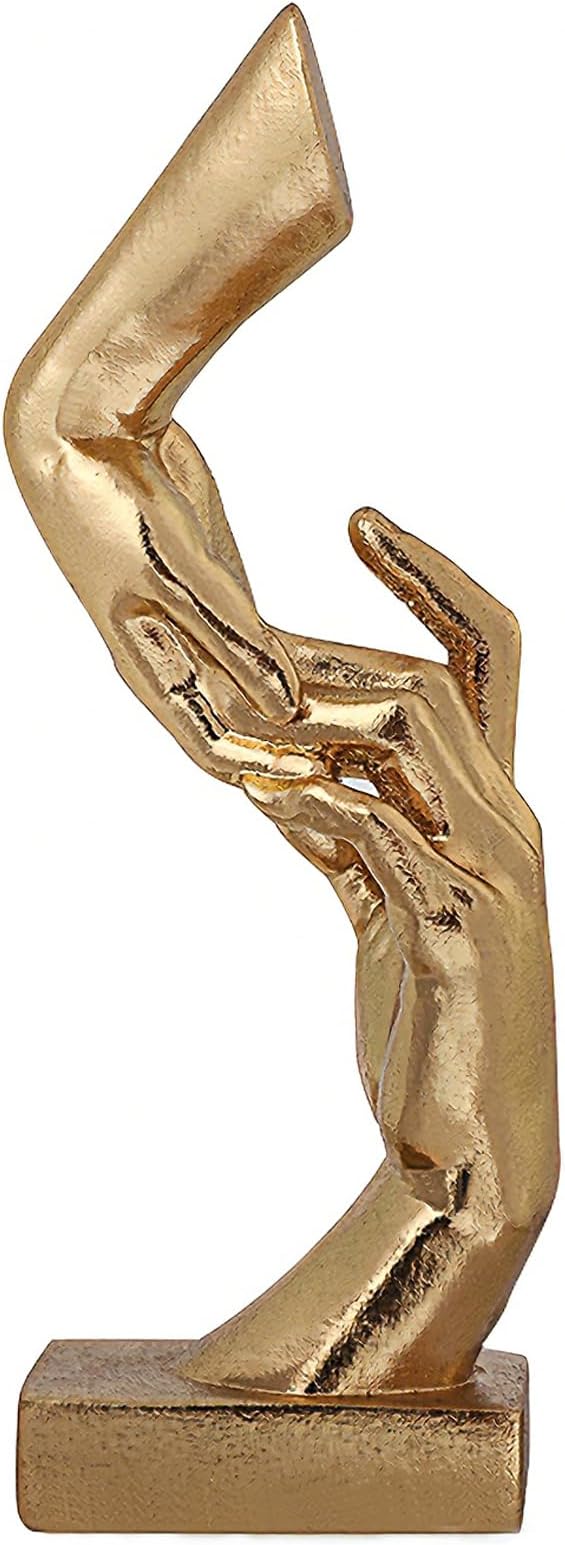 Golden Hands Sculpture Resin Statues Home Decor (Hold Hands) | Gold Hands Shelf Decor Electroplated Resin Statues Office Desktop Home Decor Bedroom Sculpture Indoor/Outdoor Ornament