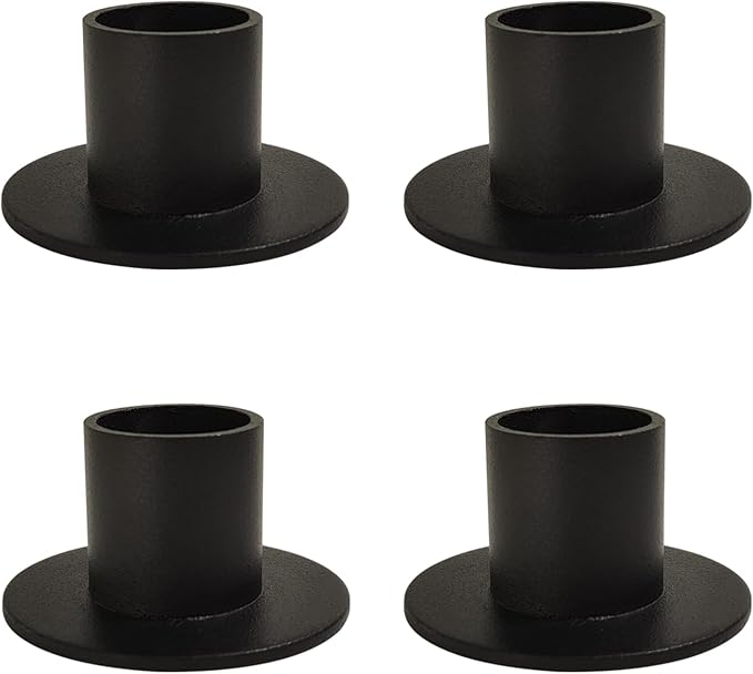 Gute Taper Candle Holder, Candle Holders for Pillar Candles, Matte Black Candlestick Holder Centerpieces for Home Decoration, Wedding Anniversary, Party, Housewarming Gifts,Set of 4,Round