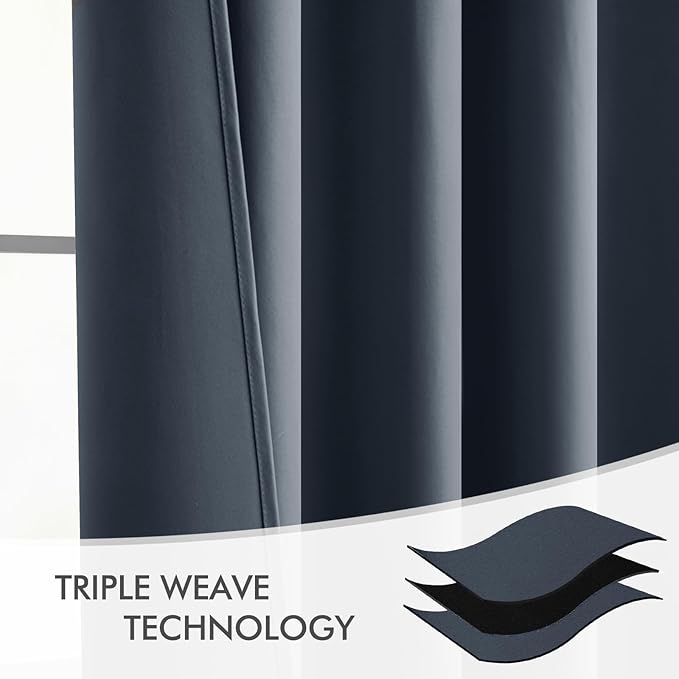 MIULEE Stone Blue Back Tab Blackout Curtains 120 Inch Long 2 Panels Set for Bedroom, Rod Pocket/Pinch Pleated Extra Long Thermal Insulated Living Room Darkening Light Blocking 10FT Drapes