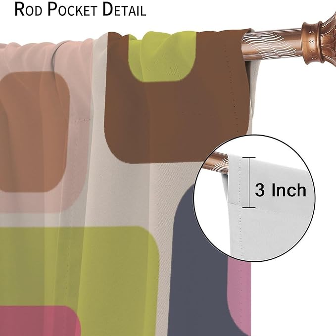 JESTRONRY Mid Century Curtains, Vintage Classic 1950S 1960S Retro Abstract Geometric Modern Home Decor Blackout Rod Pocket Window Drapes for Living Room Bedroom 55x63in