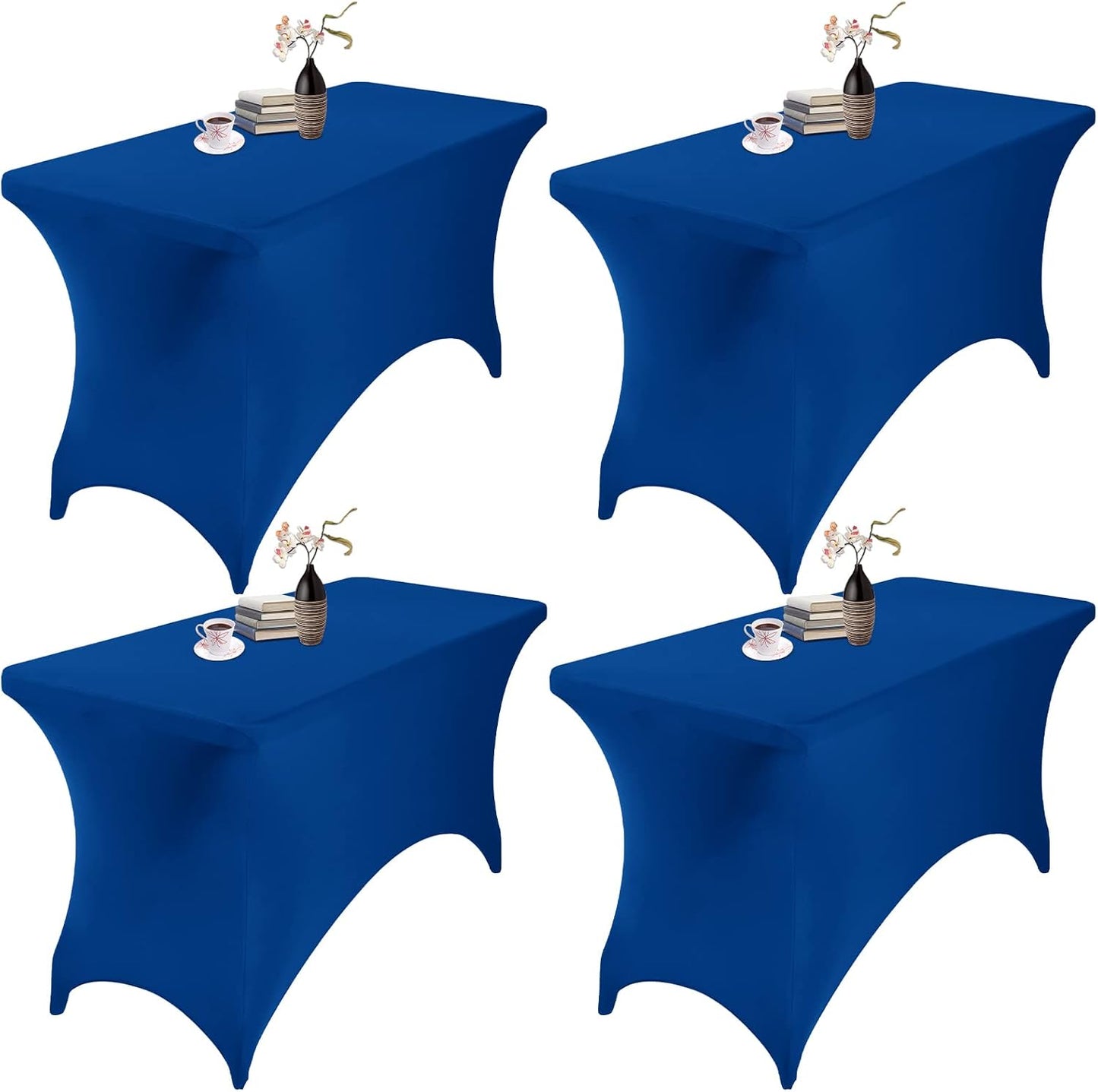4Pack Spandex Waterproof Table Covers 4ft，Spandex 4ft Waterproof Table Cover for Party,Wedding, Banquet, and Events(Classicbule)