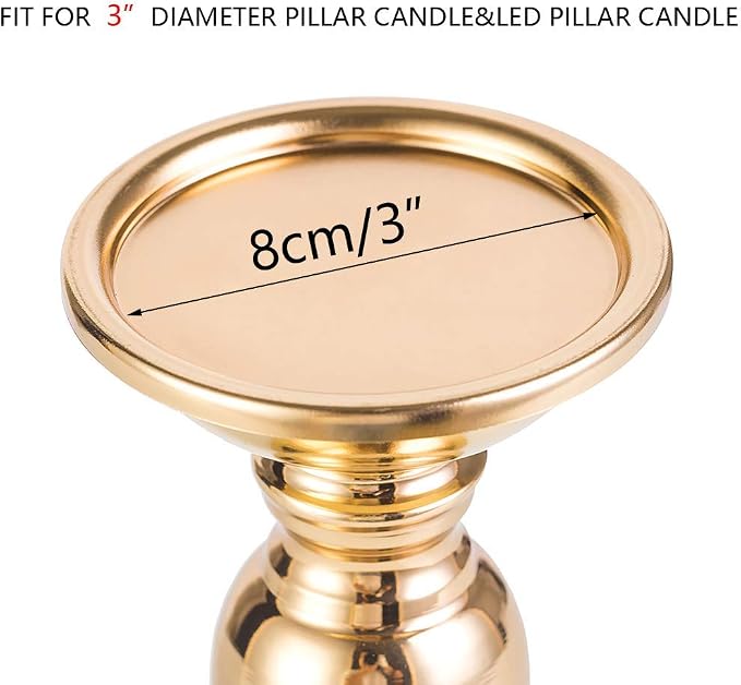 Nuptio Pillar Candle Holders, Wedding Centerpieces Metal Candle Holder Candles Stand Decoration Ideal for Weddings Special Events Parties Living Room (10 x S, Gold)