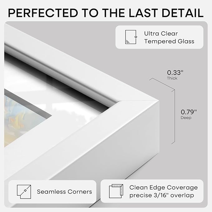Homeforia 13x17 Picture Frame White, High End Metal 13x17 Poster Frames with Mat 10x14 Photo, 13 x 17 White Frame Matted to 10 by 14 Print, 17by13 Thin Hanging Frames, Tempered Glass, Wall Kit, Set of 1