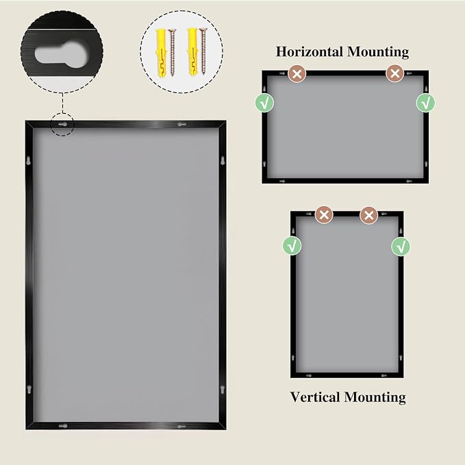 Koonmi Black Mirrors for Wall, 30x30 Inch Bathroom Mirror, Rectangular Wall Mirror for Living Room Bedroom Bathroom, Hangs Horizontally or Vertically