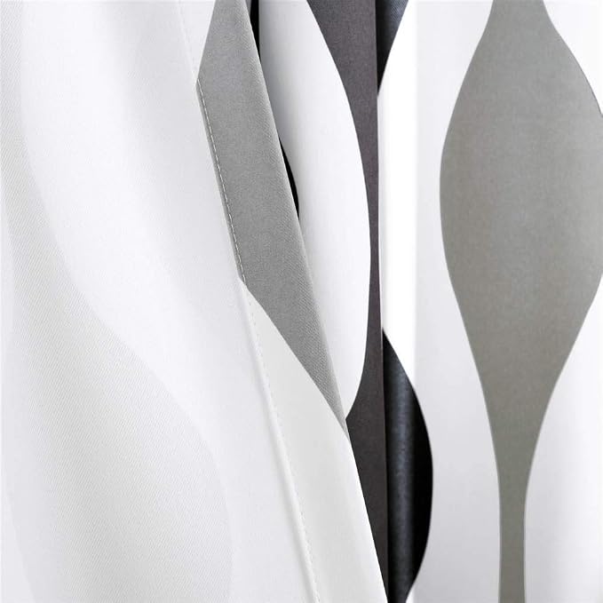 Lush Decor Mid Century Geo Light Filtering Window Curtain Panel Pair, 52" W x 84" L, Black & Gray