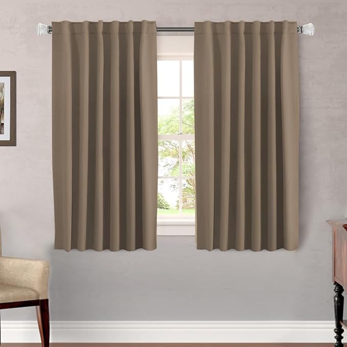H.VERSAILTEX Blackout Curtains Thermal Insulated Window Treatment Panels Room Darkening Blackout Drapes for Living Room Back Tab/Rod Pocket Bedroom Draperies (2 Panels, Macchiato, 52 x 54 Inch)
